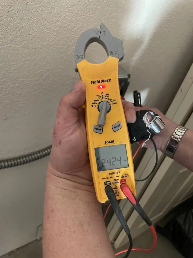 Voltage testing with clamp meter during Generator Installation in New Iberia
